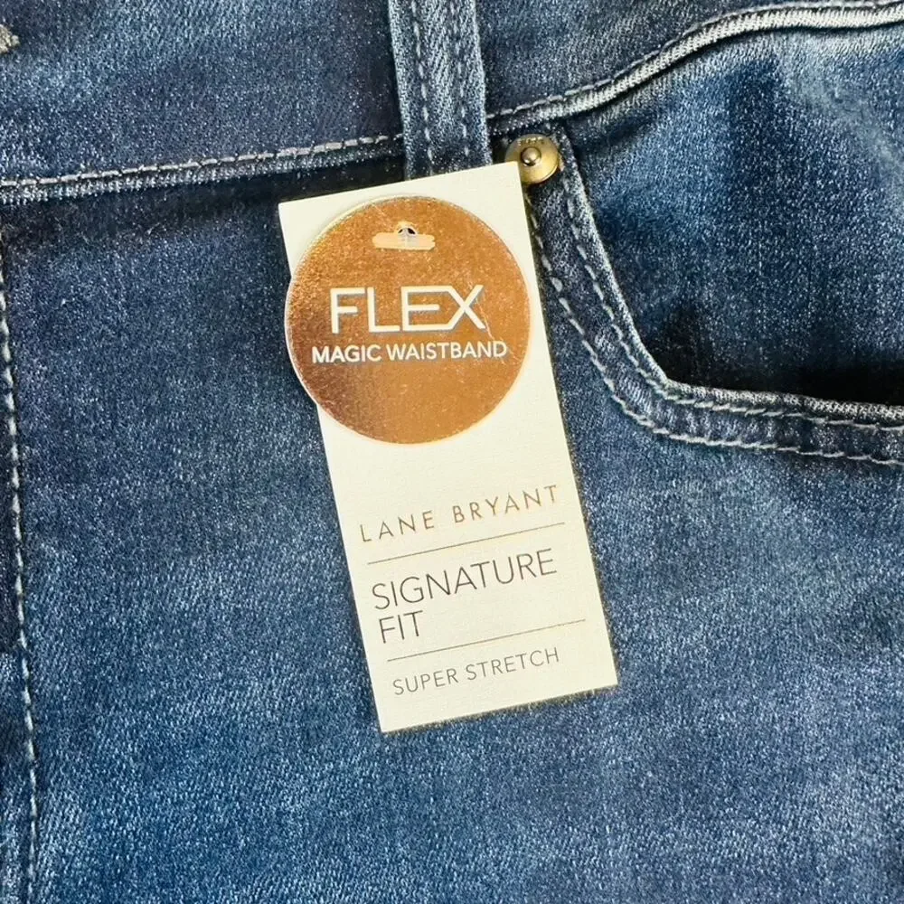 New Lane Bryant Womans 14 Short Jeans Straight Mid Rise Blue Stretch Pockets NWT